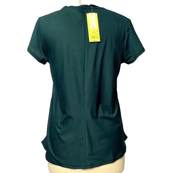 All in Motion Athletic Tee Dark Green Tonal Stripe Pullover Sz S NEW - Picture 4 of 5